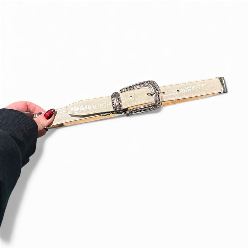 Brighton reversible Belt with Silver Buckle cream and white
